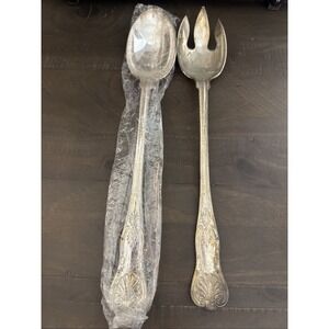 FB Rogers  (FBR14) Set Of 2 Large Solid Serving Salad Set‎ Fork And Spoon Shell
